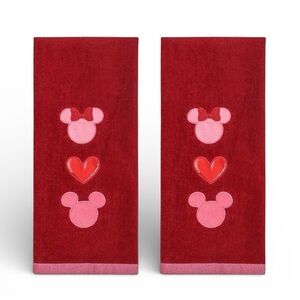 Disney’s Minnie & Mickey Mouse Love Design Red Hand Towels Set of 2pc. NWT